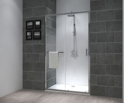 Porte de douche coulissante 100x195 cm profilé chrome verre sérigraphié 6 mm Serenity - OCEA