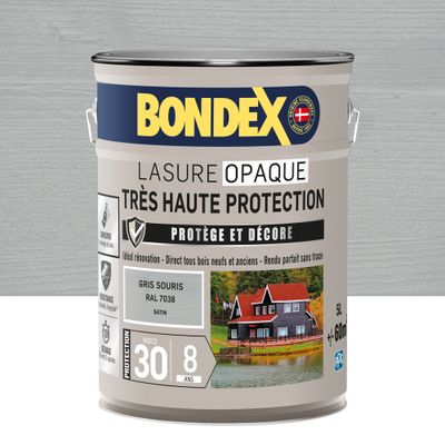 Lasure Opaque 8 ans ind 30 Gris souris RAL 7038 satin 5 L - BONDEX