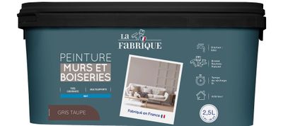 Peinture mur et boiserie Gris Taupe mat 2,5 L - LA FABRIQUE