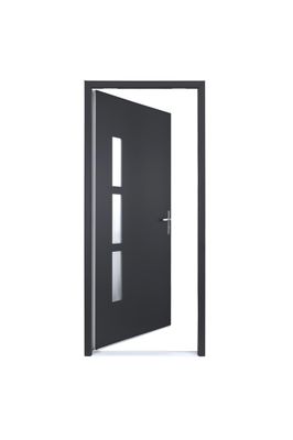 Porte d'entrée monobloc aluminium gris ext/blanc int poussant gauche H.215 x l.90 cm CLOSY