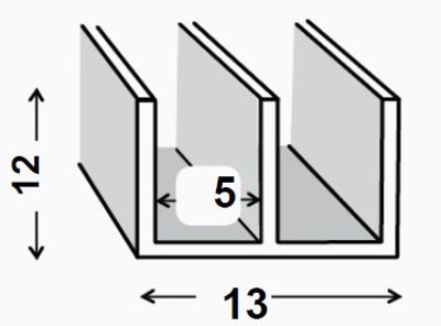 Profilé double U PVC blanc 12 x 13 x 12 x 1 mm intérieur 5 mm 2 m CQFD