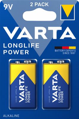 Piles alcalines 6LR61 Longlife power par 2 - VARTA