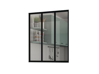 Verrière aluminium noir 3 carreaux vitrage verre clair l.102 x H.117 cm OPTIMUM
