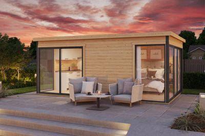 Abri de jardin en bois Domeo 15,67m² + 6,75m² LASITA MAJA Livraison à domicile incluse