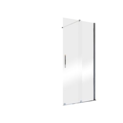 Porte de douche coulissante avec roulettes en bas 100x200 cm profilé chrome verre transparent 8 mm New Style - SCHULTE