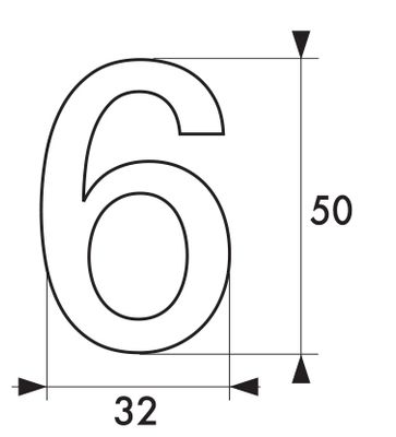 Chiffre 6 adhésif hauteur 50 mm ABS doré THIRARD