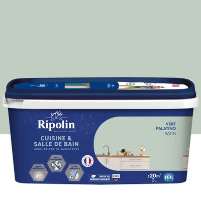 Peinture Cuisine & Bain Vert Palatino satin 2 L - RIPOLIN