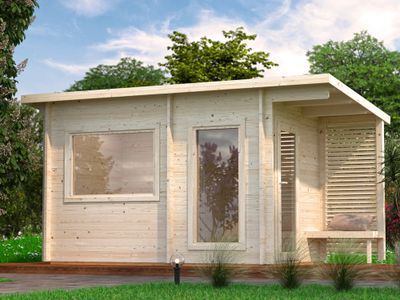 Sauna extérieur Palmako Sanna 4,1m² double vitrage et pergola - 12,6 m² - PALMAKO