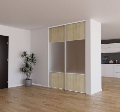 Porte de placard Miroir et Acacia Crème Profil blanc H 248,5 x L 92,2 cm YNGENIO