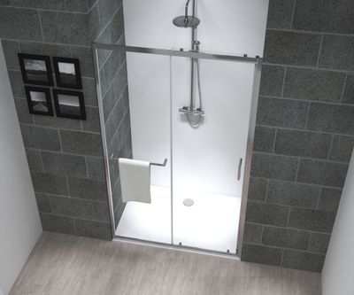 Porte de douche coulissante 100x195 cm profilé chrome verre transparent 6 mm Serenity - OCEA