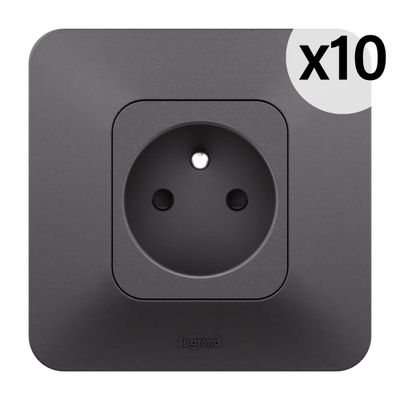 Prises électriques encastrables avec terre Noir par 10 - Neptune LEGRAND