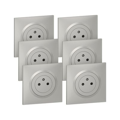 Prises 2 pôles + terre surface complètes Dooxie aluminium par 6 - LEGRAND