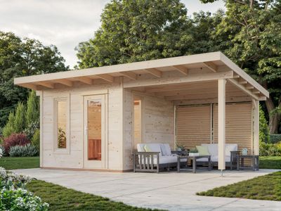 Studio de jardin en bois avec pergola Grace - 23,7 m² hors-tout - Livraison à domicile incluse - PALMAKO