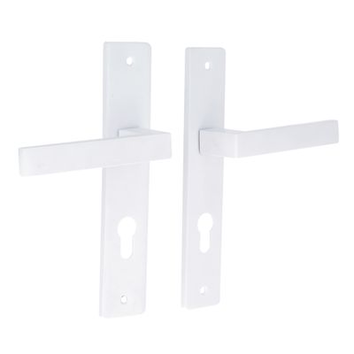 Poignées de porte sur plaque à cylindre Joffrin blanc mat LINEA BERTOMANI