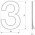 Chiffre 3 adhésif hauteur 76 mm inox THIRARD