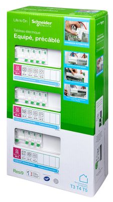 Tableau électrique pré-équipé Resi9 XE 3 rangées pour logement T3 à T5- SCHNEIDER ELECTRIC
