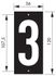 Plaque chiffre 3 à visser 56 x 130 mm fond noir THIRARD