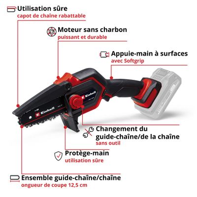 Elagueuse à main à batterie 18 V guide 15 cm GE-PS 18/15 Li EINHELL