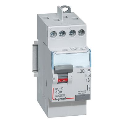 Interrupteur différentiel type AC 40A 30mA phase+neutre bornes à vis - DX3 LEGRAND
