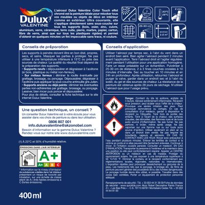 Bombe de peinture Color Touch chrome argent 400 mL - DULUX VALENTINE