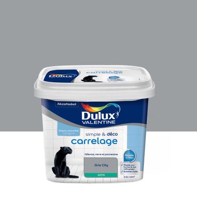 Peinture pour carrelage simple & déco Gris City Satin 0,5 L DULUX VALENTINE