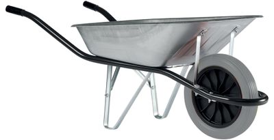 Brouette PREM'S 90L avec caisse en galva et roue increvable - HAEMMERLIN