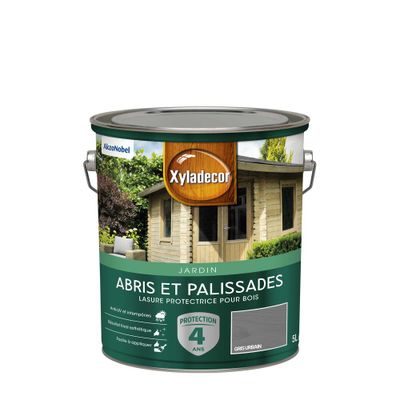 Lasure protectrice pour bois extérieur abris et palissades mat gris urbain 5 L - XYLADECOR