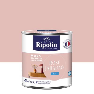 Peinture murs, boiseries et radiateurs rose jabado mat 0,5 L - RIPOLIN