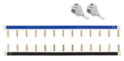 Peigne horizontal phase/neutre 13 modules + bornes d'alimentation par 2 - BATILEC