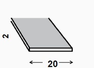 Profilé plat aluminium brut 20 x 2 mm 2 m CQFD