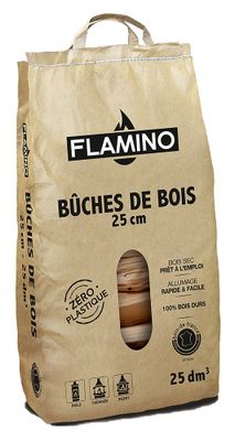 Bûches de bois 25 cm sac kraft 25 L - FLAMINO