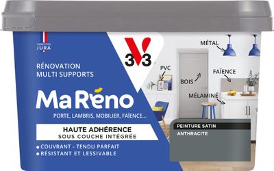 Peinture de rénovation multi- V33supports MaRéno anthracite finition satinée 0,5 L  - V33