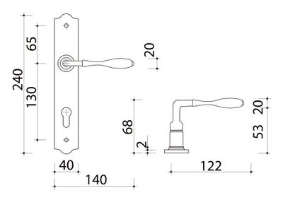 Poignées de porte Celine fer patiné à cylindre ALPERTEC