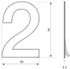 Chiffre 2 adhésif hauteur 76 mm inox THIRARD