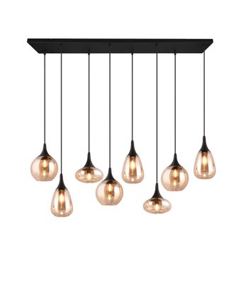 Suspension E14 Lumina noir et verre ambre 8x40W - TRIO