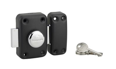 Verrou de porte d'entrée Apache à bouton et cylindre 45 mm noir 3 clés THIRARD