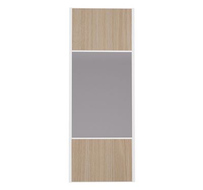 Porte de placard Miroir et Chêne Naturel Profil blanc H 248,5 x L 92,2 cm YNGENIO