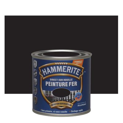 Peinture fer extérieur direct sur rouille finition lisse noir ferronnerie mat 2,5 L - HAMMERITE