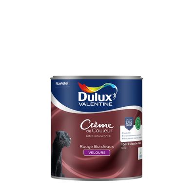 Peinture crème de couleur Rouge Bordeaux velours 0,5L - DULUX VALENTINE