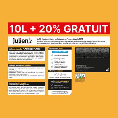 Sous-couche J6 plaque de plâtre 10 L + 20 % gratuit - JULIEN