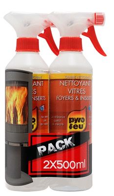Nettoyant vitres pour poêles et inserts 500 ml lot de 2 - PYROFEU