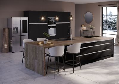 Porte transversale avec poignée intégrée pour meuble haut de cuisine Mallorca noir mat 35 x 60 cm OFITRES