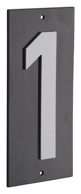 Plaque chiffre 1 à visser 56 x 130 mm fond noir THIRARD