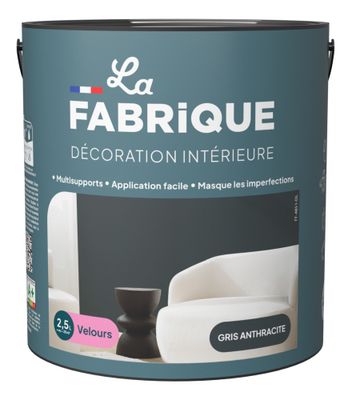 Peinture multi-support velours gris anthracite 2,5 L - LA FABRIQUE
