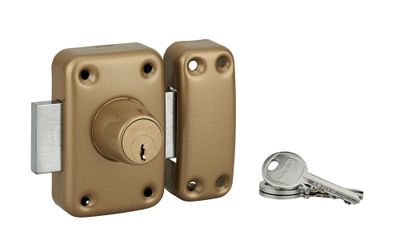 Verrou de porte d'entrée Apache à cylindre double entrée 40 mm doré 3 clés THIRARD