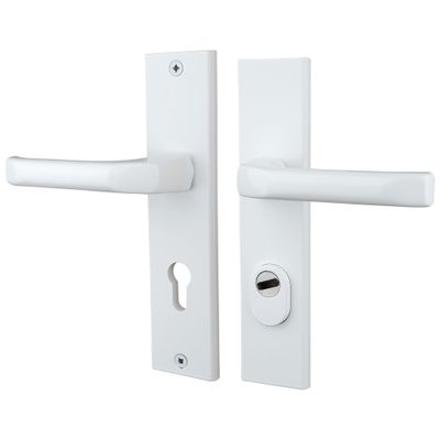 Poignées de porte sur plaques à cylindre sécurité Odin blanc ALPERTEC