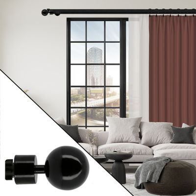 Embout déco boule en métal diam 28 mm Finition Noir brillant  par 2 - MOBOIS