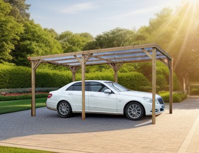 Pergola autoportante en bois traité thermachauffé toit plat L 5,02 x l 3,02 x h 2,41 m, Livraison à domicile incluse - HABRITA