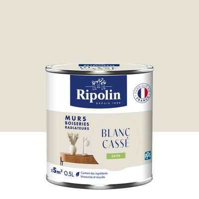 Peinture murs, boiseries et radiateurs blanc cassé satin 0,5 L - RIPOLIN
