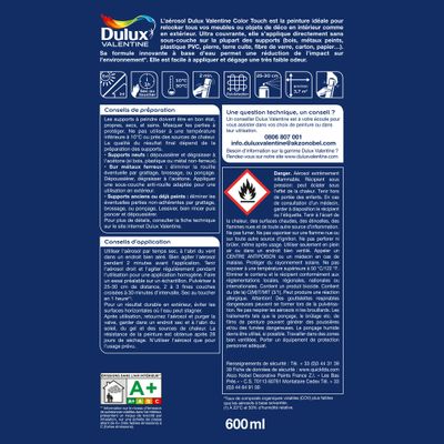 Bombe de peinture Color Touch maxi blanc RAL 9010 brillant 600 mL - DULUX VALENTINE